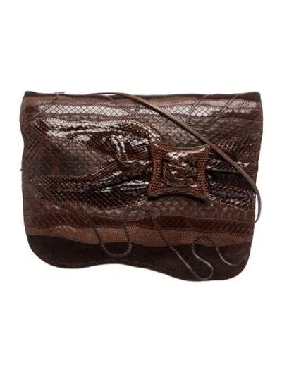 Pre-owned Carlos Falchi Suede Shoulder Bag In Brown