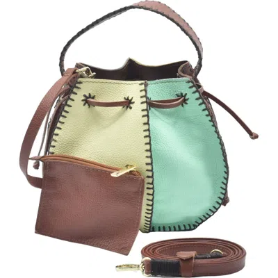 Carlos Falchi Tall Bucket Top Grain Leather Bag In Black
