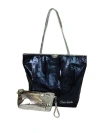 Carlos Falchi Vegan Python Large Tote With Convertible Pouch In Blue