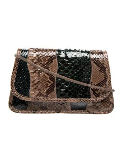 Pre-owned Carlos Falchi Water Snake Shoulder Bag In Brown
