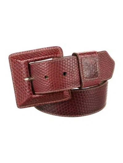 Pre-owned Carlos Falchi Wide Lizard Belt In Burgundy