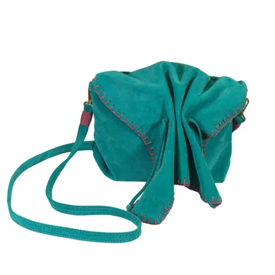 Carlos Falchi Women's Blue Butterfly Suede Leather Bag - Sky
