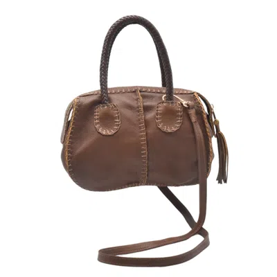 Carlos Falchi Women's Brown Mini Barrel Leather Bag - Whiskey
