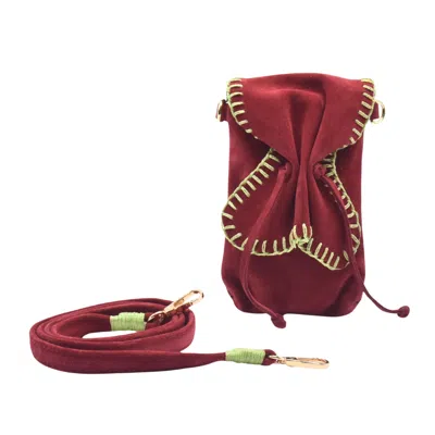 Carlos Falchi Women's Cell Phone Butterfly Suede Bag - Malbec Red