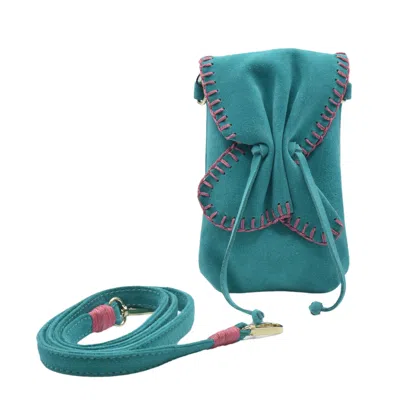 Carlos Falchi Women's Cell Phone Butterfly Suede Bag - Sky Blue