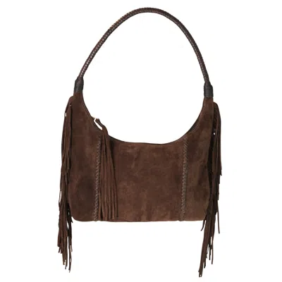 Carlos Falchi Women's Fringe Suede Hobo Bag - Coffee Brown