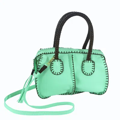 Carlos Falchi Women's Green Mini Barrel Leather Bag - Lime