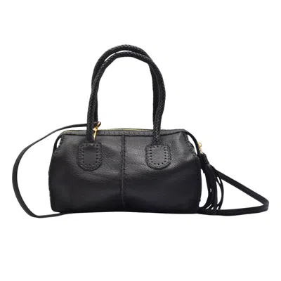 Carlos Falchi Women's Mini Barrel Leather Bag - Black