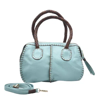 Carlos Falchi Women's Mini Barrel Leather Bag - Caribbean Teal In Black/blue