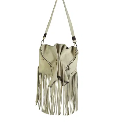 Carlos Falchi Women's Neutrals Fringe Butterfly Suede Bag - Sand In Black