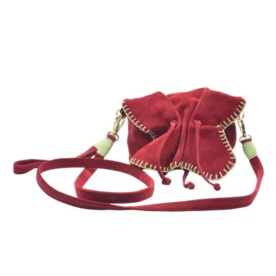 Carlos Falchi Women's Red Mini Butterfly Suede Leather Bag - Malbec