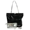 Carlos Falchi Women's Silver Microfiber Python Tote - Pewter In Silver