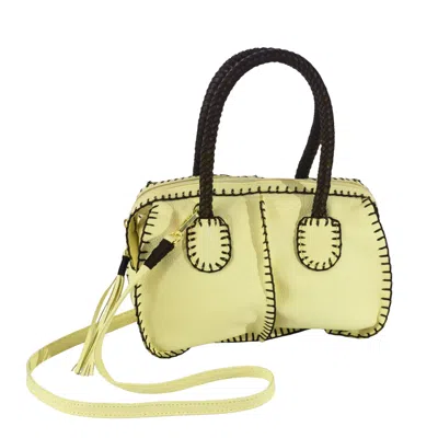 Carlos Falchi Women's Yellow Mini Barrel Leather Bag - Lemon