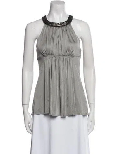 Pre-owned Carlos Miele Scoop Neck Sleeveless Blouse In Silver
