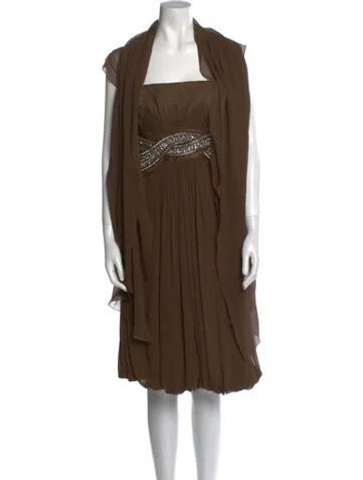 Pre-owned Carlos Miele Silk Knee-length Dress In Brown