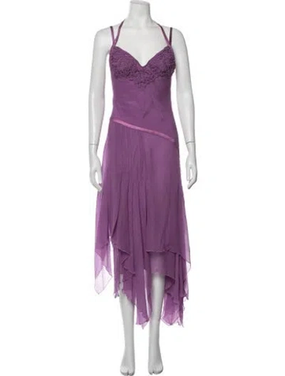 Pre-owned Carlos Miele Silk Long Dress In Purple