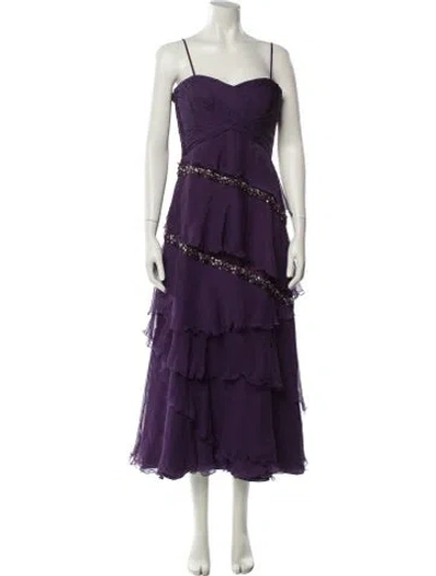 Pre-owned Carlos Miele Silk Midi Length Dress In Purple