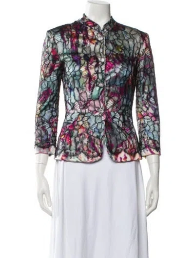 Pre-owned Carlos Miele Silk Printed Blazer In Multi