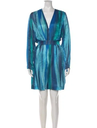 Pre-owned Carlos Miele Silk Tie-dye Print Romper In Blue
