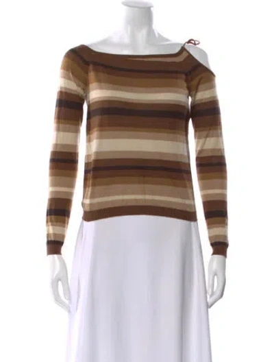 Pre-owned Carlos Miele Striped Scoop Neck Sweater In Brown