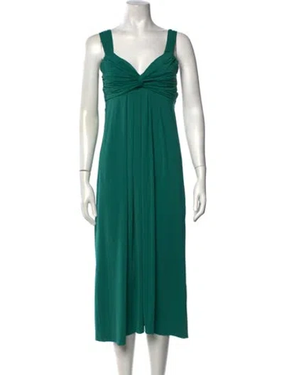 Pre-owned Carlos Miele V-neck Long Dress In Green