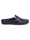 Carlos Santana Hades Croc Embossed Leather Mule In Navy