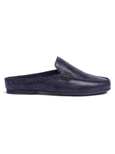 Carlos Santana Men's Hector Python-embossed Mules In Navy