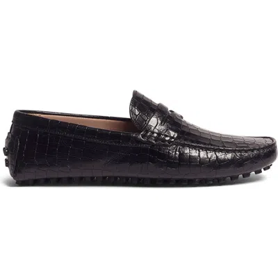 Carlos Santana Ritchie Penny Loafer In Black Croco