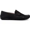 Carlos Santana Ritchie Penny Loafer In Black Nubuck