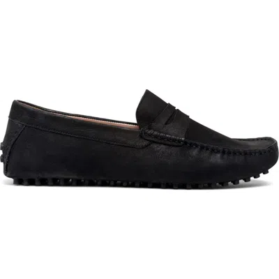 Carlos Santana Ritchie Penny Loafer In Black Nubuck