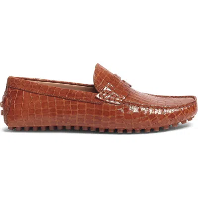 Carlos Santana Ritchie Penny Loafer In Tan Croco