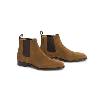 Pre-owned Carlos Santos Suede Chelsea Boot Snuff Brown Goodyear Welted Style 9517