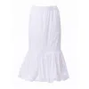 Carloslines Women's Balloon Flounce Elasticized Waist Sheath Cotton Skirt With Pockets In Cotton White Solid In White