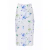 Carloslines Women's Bias Satin Skirt In Watercolored Flowers Print
