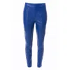 Carloslines Women's Blue Pu Leather Skinny Cigarettes Pant In Cobalt Solid In Blue