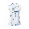 Carloslines Women's Bow Tie Sleeveless Blouse In Watercolored Flowers Print