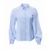 Carloslines Women's Button Down Long Sleeve Shirt In Skyblue Solid