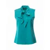 Carloslines Women's Green Bow Tie Sleeveless Blouse In Emerald Solid
