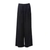 Carloslines Women's Pleat Dart Detail Pullover Satin Palazzo Wide Leg Pants In Black Solid In Black
