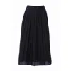 Carloslines Women's Pleated Midi Skirt In Black Solid