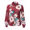 Carloslines Women's Red Button Down Long Sleeve Shirt In Romantic Floral Print In Red