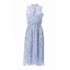 Carloslines Women's Sleeveless Smocked Waist Tie Front Dress With Pockets In Multi-color Abstract Print
