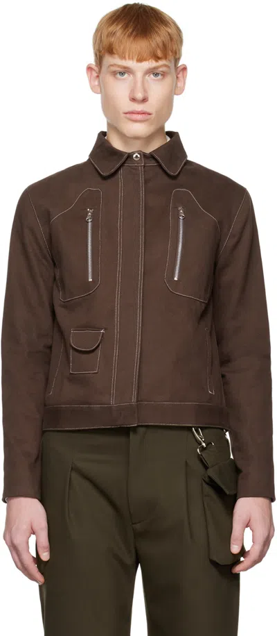 Carlota Barrera Brown Contrast Stitch Jacket