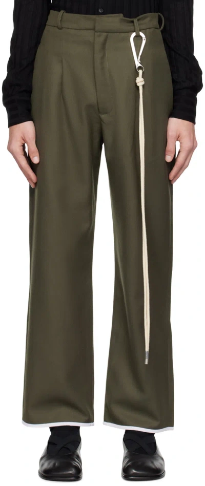 Carlota Barrera Green Pleated Trousers In Moss Green