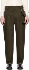 Carlota Barrera Khaki Detachable Pocket Trousers In Olive Green