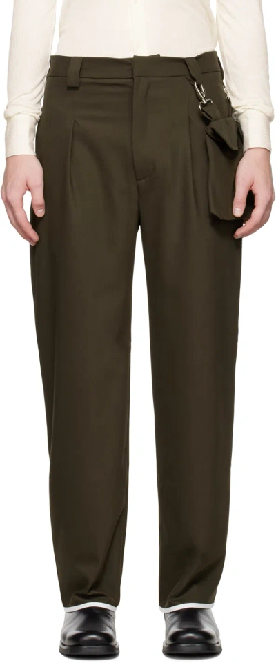 Carlota Barrera Khaki Detachable Pocket Trousers In Olive Green
