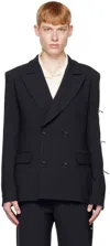 Carlota Barrera Navy Drawstring Blazer In Navy