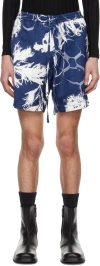 Carlota Barrera Navy Graphic Shorts In Print