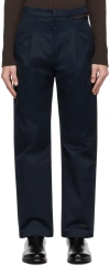 Carlota Barrera Navy Waistband Slit Trousers In Navy