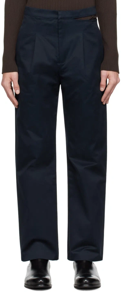 Carlota Barrera Navy Waistband Slit Trousers